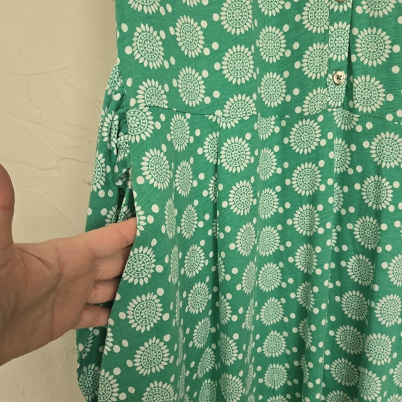 Boden Floral Tie Front Green White Jersey Dress, 14 - Picture 6 of 11